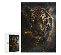 Adults Puzzles 300 PCS Jigsaws Tiger Thunder Dark Night Puzzle for Adults Brain Teaser Game Analysis And Logic Parent-child Interaction 300 PCS