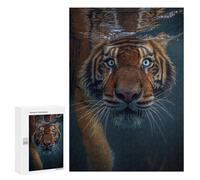 Adults Puzzles 300 PCS Jigsaws Tiger Underwater Close-Up Jigsaw for Adults Toy Wall Decor Perfect Decoration Parent-child Interaction 300 PCS
