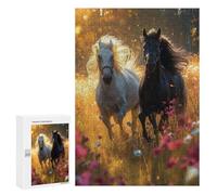 Adults Puzzles 300 PCS Jigsaws Two Horse Galloping Jigsaw for Adults Toy Wall Decor Perfect Decoration Parent-child Interaction 300 PCS