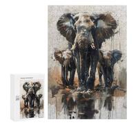 Adults Puzzles 300 PCS Jigsaws Watercolor Elephants Puzzle for Adults Brain Teaser Game Analysis And Logic Parent-child Interaction 300 PCS