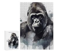 Adults Puzzles 300 PCS Jigsaws Watercolor Painted Gorilla Jigsaw for Adults Toy Wall Decor Perfect Decoration Parent-child Interaction 300 PCS