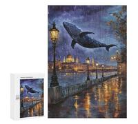 Adults Puzzles 300 PCS Jigsaws Whale in The City Sky Jigsaw Puzzles for Teenagers Precision Cutting Parent-child Interaction Beautiful Design Game 300 PCS