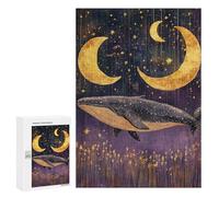 Adults Puzzles 300 PCS Jigsaws Whale Moon Stars Art Print Jigsaw Puzzles for Teenagers Precision Cutting Parent-child Interaction Beautiful Design Game 300 PCS