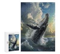 Adults Puzzles 300 PCS Jigsaws Whales Leap Jigsaw Puzzle Brain Teaser Game A Work of Art Birthday And Unique Gifts 300 PCS