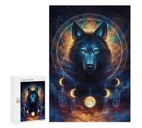 Adults Puzzles 300 PCS Jigsaws Wolf Dreamcatcher Art Print Jigsaw for Adults Toy Wall Decor Perfect Decoration Parent-child Interaction 300 PCS