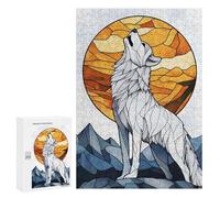 Adults Puzzles 300 PCS Jigsaws Wolf Howling at The Moon Puzzle for Adults Toy Wall Decor Stress Reliever Difficult And Challenge 300 PCS