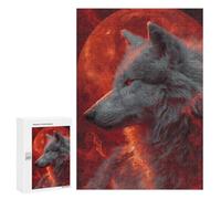 Adults Puzzles 300 PCS Jigsaws Wolf Moon Poster Art Print Jigsaw Puzzles for Teenagers Precision Cutting Parent-child Interaction Beautiful Design Game 300 PCS