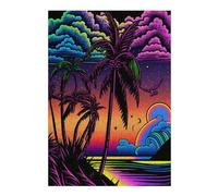 Adults Puzzles 38x26cm/1000pcs Jigsaws Neon Palm Beach Sunset Teenagers Puzzles Hands-on Game Perfect Decoration Birthday And Unique Gifts 38x26cm/1000pcs