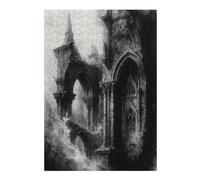 Adults Puzzles 38x26cm/1000pcs Jigsaws Ruined Gothic Architecture in Monochrome Puzzle for Adults Family Games Staycation Kill Time for Is Ideal As A Gift 38x26cm/1000pcs