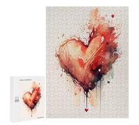 Adults Puzzles 500 PCS Jigsaws Abstract Heart Watercolor Art Jigsaw for Adults Toy Wall Decor Perfect Decoration Parent-child Interaction 500 PCS