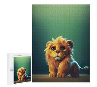 Adults Puzzles 500 PCS Jigsaws Adorable Lion Cub Illustration Jigsaw Puzzle Brain Teaser Game A Work of Art Birthday And Unique Gifts 500 PCS