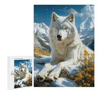 Adults Puzzles 500 PCS Jigsaws Arctic Wolf in Snowy Landscape Jigsaw Puzzles for Teenagers Precision Cutting Parent-child Interaction Beautiful Design Game 500 PCS