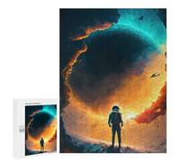 Adults Puzzles 500 PCS Jigsaws Astronaut Gazing at Fiery Planet Puzzle for Adults Brain Teaser Game Analysis And Logic Parent-child Interaction 500 PCS