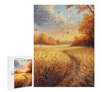 Adults Puzzles 500 PCS Jigsaws Autumn Wheat Field Path Teenagers Puzzles Hands-on Game Hand Speed Race Parent-child Interaction 500 PCS