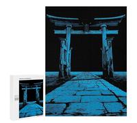 Adults Puzzles 500 PCS Jigsaws Blue Torii Gate And Stone Path Jigsaw for Adults Anti-Stress Toys But Fun And Humorous Parent-child Interaction 500 PCS