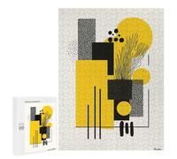 Adults Puzzles 500 PCS Jigsaws Bold Yellow & Black Geometric Abstract Minimalist Art Puzzle for Adults Toy Wall Decor Stress Reliever Difficult And Challenge 500 PCS