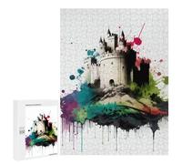Adults Puzzles 500 PCS Jigsaws Castle in Colorful Ink Jigsaw for Adults Toy Wall Decor Perfect Decoration Parent-child Interaction 500 PCS