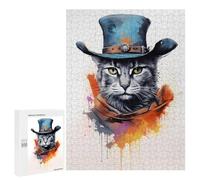 Adults Puzzles 500 PCS Jigsaws Cat As A Cowboy Painting Puzzle for Adults Brain Teaser Game Analysis And Logic Parent-child Interaction 500 PCS
