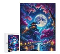 Adults Puzzles 500 PCS Jigsaws Cherry Blossom Moonlit Garden Jigsaw for Adults Toy Wall Decor Perfect Decoration Parent-child Interaction 500 PCS