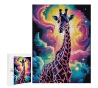 Adults Puzzles 500 PCS Jigsaws Colorful Giraffe in Cosmic Background Puzzle for Adults Toy Wall Decor Stress Reliever Difficult And Challenge 500 PCS