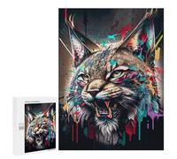 Adults Puzzles 500 PCS Jigsaws Colorful Lynx Portrait Jigsaw for Adults Toy Wall Decor Perfect Decoration Parent-child Interaction 500 PCS