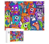 Adults Puzzles 500 PCS Jigsaws Colorful Monster Mashup Jigsaw Puzzle Brain Teaser Game A Work of Art Birthday And Unique Gifts 500 PCS