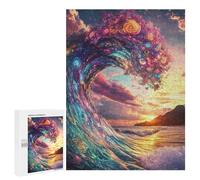 Adults Puzzles 500 PCS Jigsaws Colorful Ocean Wave Sunset Jigsaw Puzzles for Teenagers Precision Cutting Parent-child Interaction Beautiful Design Game 500 PCS