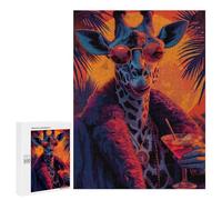 Adults Puzzles 500 PCS Jigsaws Cool Giraffe in Sunglasses Puzzle for Adults Toy Wall Decor Stress Reliever Difficult And Challenge 500 PCS