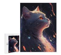 Adults Puzzles 500 PCS Jigsaws Cosmic Feline Profile-1 Jigsaw for Adults Toy Wall Decor Perfect Decoration Parent-child Interaction 500 PCS