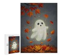 Adults Puzzles 500 PCS Jigsaws Cute Ghost in Autumn Leaves Puzzle for Adults Brain Teaser Game Analysis And Logic Parent-child Interaction 500 PCS