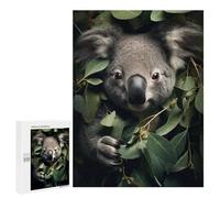 Adults Puzzles 500 PCS Jigsaws Cute Koala in Leaves Jigsaw Puzzle Brain Teaser Game A Work of Art Birthday And Unique Gifts 500 PCS