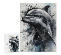 Adults Puzzles 500 PCS Jigsaws Dolphin Beauty Black Ink Puzzle for Adults Brain Teaser Game Analysis And Logic Parent-child Interaction 500 PCS