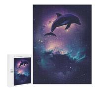 Adults Puzzles 500 PCS Jigsaws Dolphin Silhouette Galaxy Puzzle for Adults Brain Teaser Game Analysis And Logic Parent-child Interaction 500 PCS