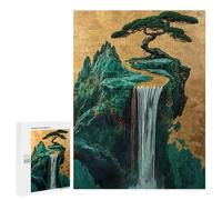 Adults Puzzles 500 PCS Jigsaws Emerald Golden Waterfall Bonsai Japanese Puzzle for Adults Toy Wall Decor Stress Reliever Difficult And Challenge 500 PCS