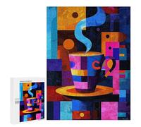 Adults Puzzles 500 PCS Jigsaws Expressionist Geometry Coffee - Vibrant Abstract Café Art Puzzle for Adults Toy Wall Decor Stress Reliever Difficult And Challenge 500 PCS