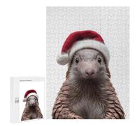 Adults Puzzles 500 PCS Jigsaws Festive Pangolin with Santa Hat Jigsaw for Adults Anti-Stress Toys But Fun And Humorous Parent-child Interaction 500 PCS