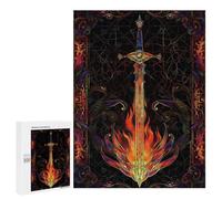 Adults Puzzles 500 PCS Jigsaws Fire Sword Puzzle for Adults Toy Wall Decor Stress Reliever Difficult And Challenge 500 PCS