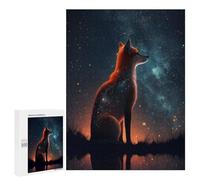 Adults Puzzles 500 PCS Jigsaws Fox Gazing at Stars Jigsaw for Adults Toy Wall Decor Perfect Decoration Parent-child Interaction 500 PCS