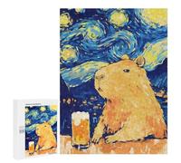 Adults Puzzles 500 PCS Jigsaws Funny Capybara Beer Starry Night Puzzle for Adults Toy Wall Decor Stress Reliever Difficult And Challenge 500 PCS