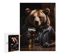 Adults Puzzles 500 PCS Jigsaws Funny Drinking Bear Puzzle for Adults Brain Teaser Game Analysis And Logic Parent-child Interaction 500 PCS