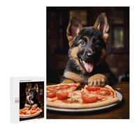 Adults Puzzles 500 PCS Jigsaws German Shepherd Pizza Pup Jigsaw Puzzle Brain Teaser Game A Work of Art Birthday And Unique Gifts 500 PCS