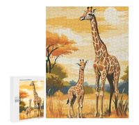 Adults Puzzles 500 PCS Jigsaws Giraffe Family in Savanna Puzzle for Adults Toy Wall Decor Stress Reliever Difficult And Challenge 500 PCS