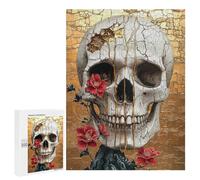 Adults Puzzles 500 PCS Jigsaws Golden Cracked Skull Art Print-1 Jigsaw Puzzles for Teenagers Precision Cutting Parent-child Interaction Beautiful Design Game 500 PCS