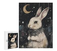 Adults Puzzles 500 PCS Jigsaws Gothic White Rabbit with Black Rose Jigsaw for Adults Anti-Stress Toys But Fun And Humorous Parent-child Interaction 500 PCS