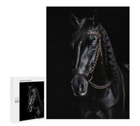 Adults Puzzles 500 PCS Jigsaws Horse Gold Dark Puzzle for Adults Brain Teaser Game Analysis And Logic Parent-child Interaction 500 PCS