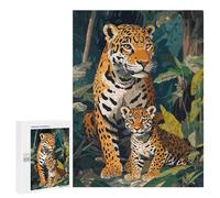 Adults Puzzles 500 PCS Jigsaws Jaguar Mother And Cub Puzzle for Adults Toy Wall Decor Stress Reliever Difficult And Challenge 500 PCS