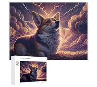 Adults Puzzles 500 PCS Jigsaws Lightning-Struck Corgi A Digital Art Masterpiece Teenagers Puzzles Hands-on Game Hand Speed Race Parent-child Interaction 500 PCS