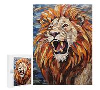 Adults Puzzles 500 PCS Jigsaws Lion Mosaic Artwork Jigsaw Puzzles for Teenagers Precision Cutting Parent-child Interaction Beautiful Design Game 500 PCS