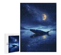 Adults Puzzles 500 PCS Jigsaws Lonely Whale In Moonlight Puzzle for Adults Toy Wall Decor Stress Reliever Difficult And Challenge 500 PCS