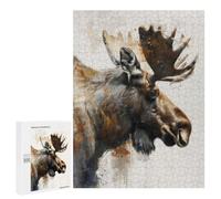 Adults Puzzles 500 PCS Jigsaws Moose Painting Art Puzzle for Adults Brain Teaser Game Analysis And Logic Parent-child Interaction 500 PCS
